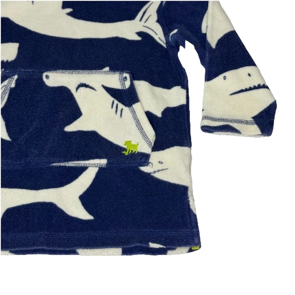 Mini Boden Shark AOP Hooded Towel Cover Up Kids 2-3 Years Beach Pool Hoodie